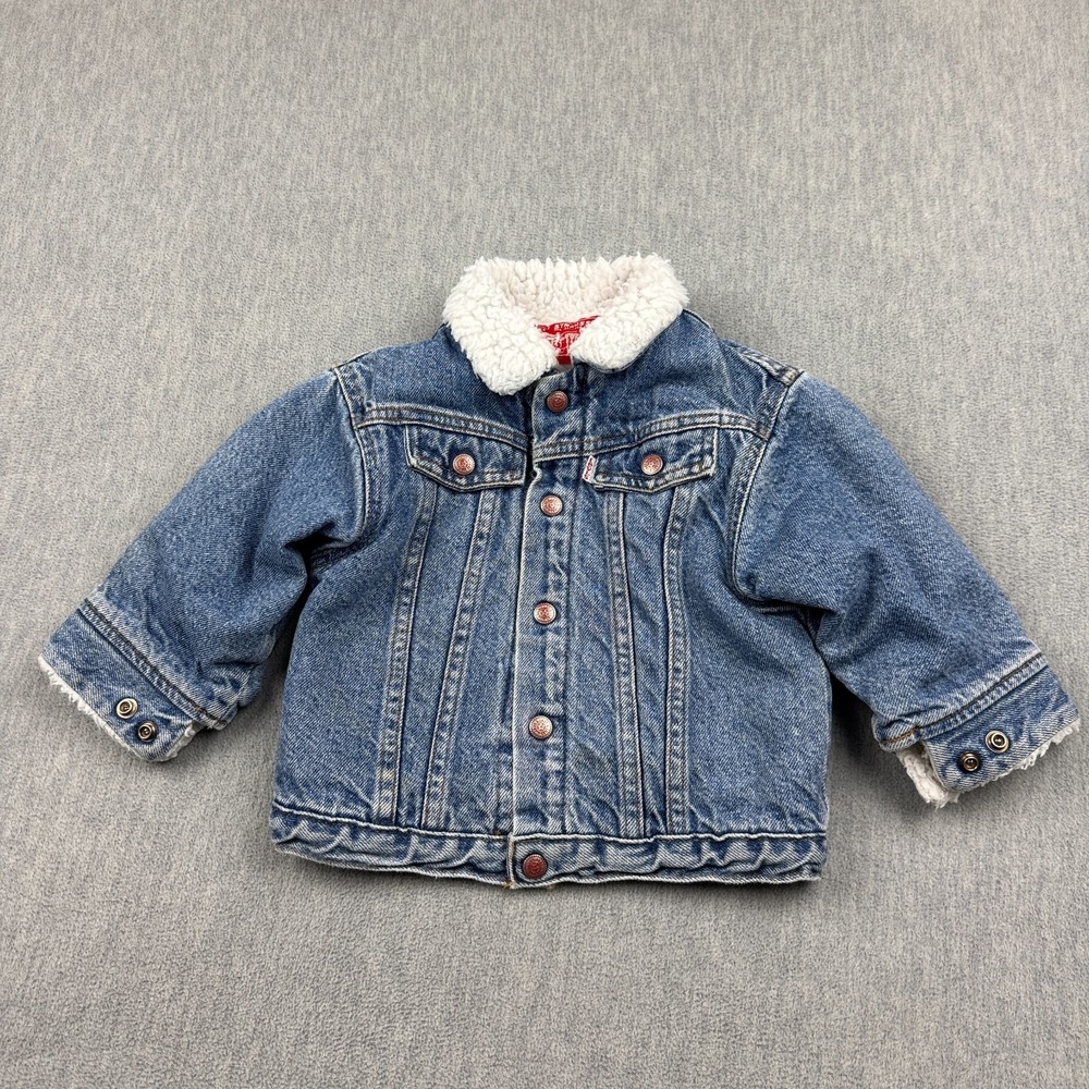 Vintage Levis Jacket Baby 24 Months Blue Denim Trucker Sherpa Lined Made In USA